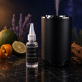 CALVIRO Eclipse 30ml fragrance refill with citrus lavender and cedarwood beside CALVIRO diffuser