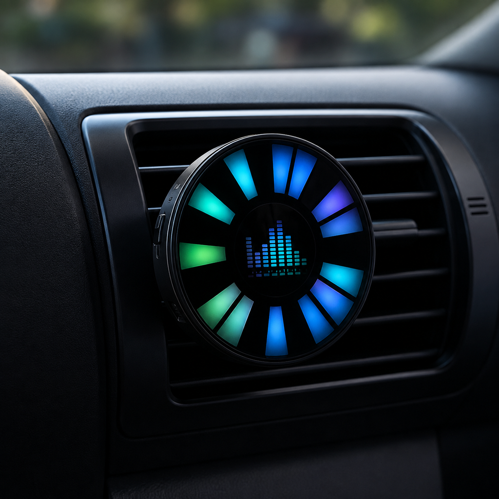 Black RGB music-reactive car vent air freshener