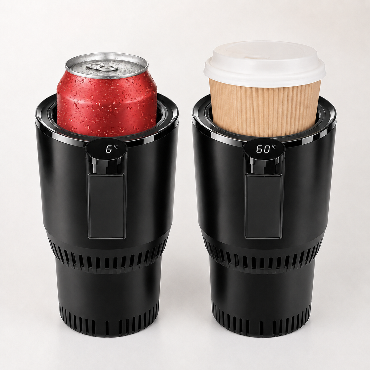Car cup cooler at 6 degrees and heater at 60 degrees