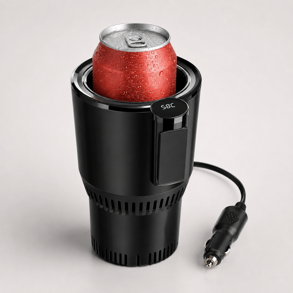Car cup cooler and heater with LED temperature display