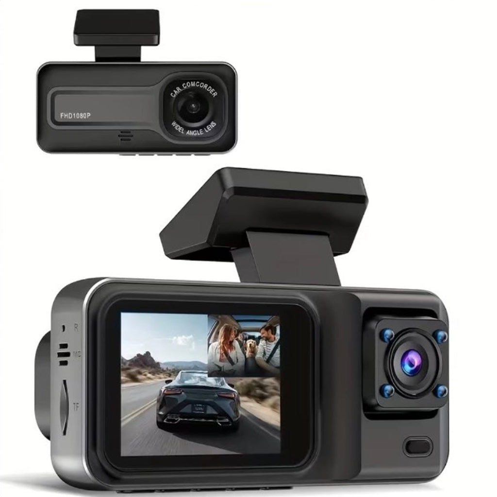 Exact 2-channel dash cam front and rear display views
