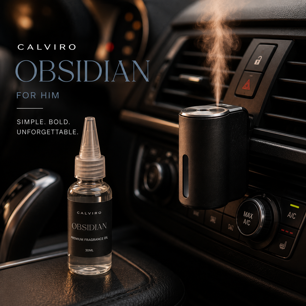 Calviro Obsidian car fragrance refill in-car lifestyle