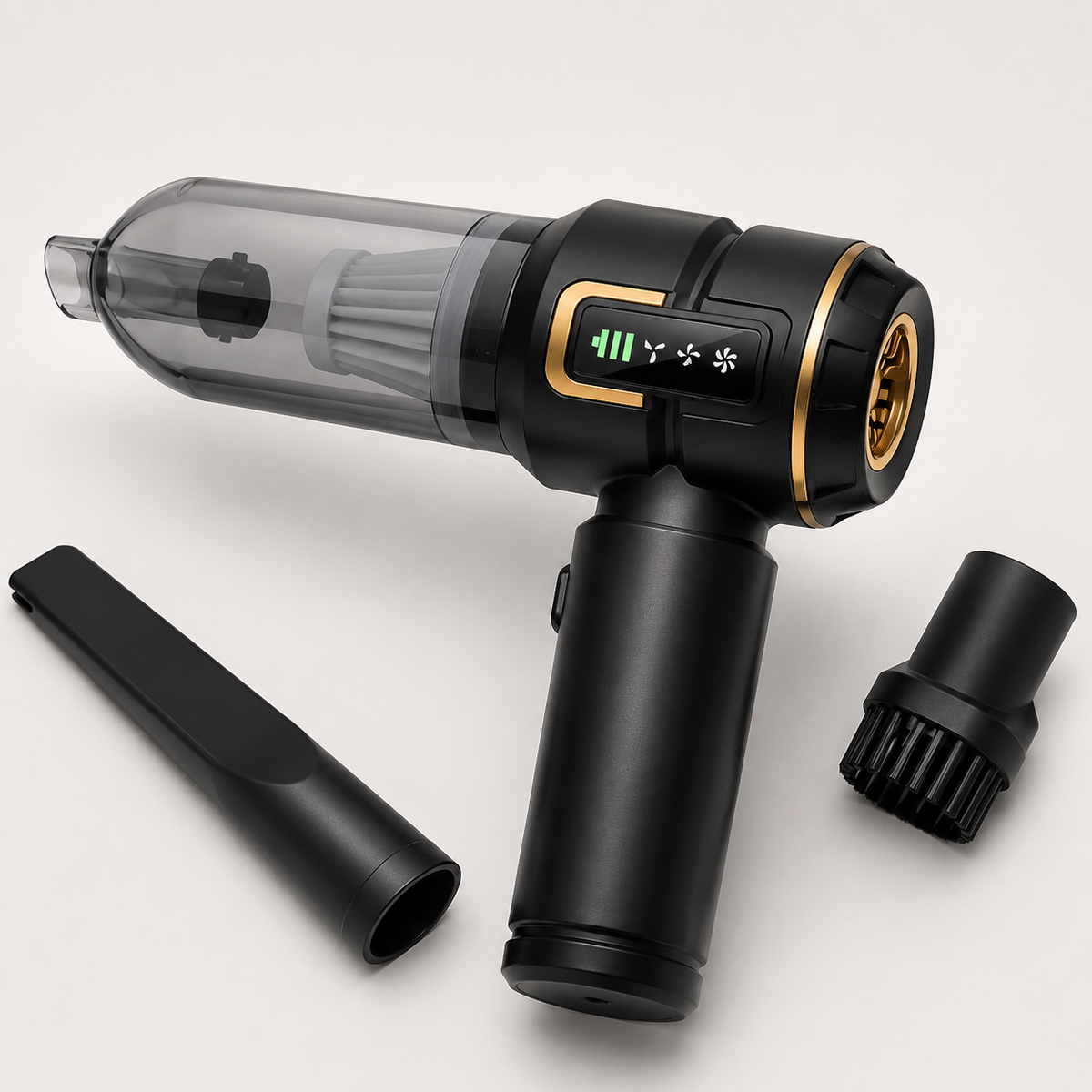 Premium cordless car vacuum suction chamber and blower outlet